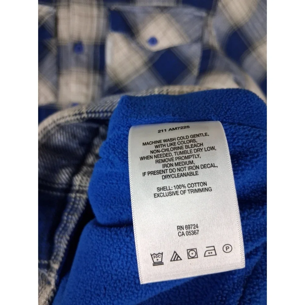 Columbia Mens Jacket S Blue Plaid Flannel Fleece Lined Shacket Gorp Fall Hiking
